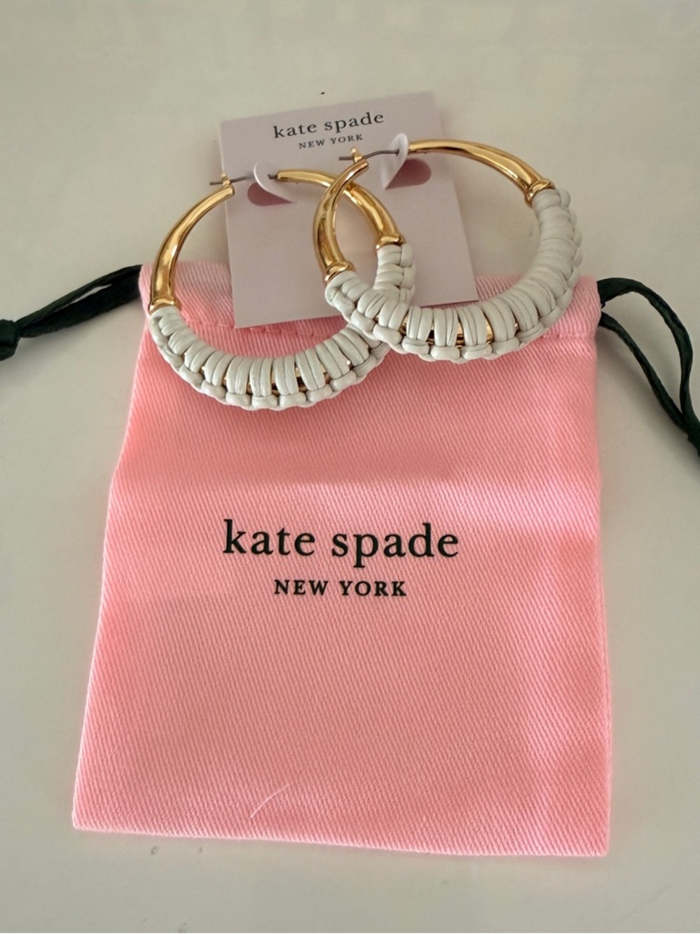 KATE SPADE Bohemia Leather  Wrapped Hoop Earrings NWT